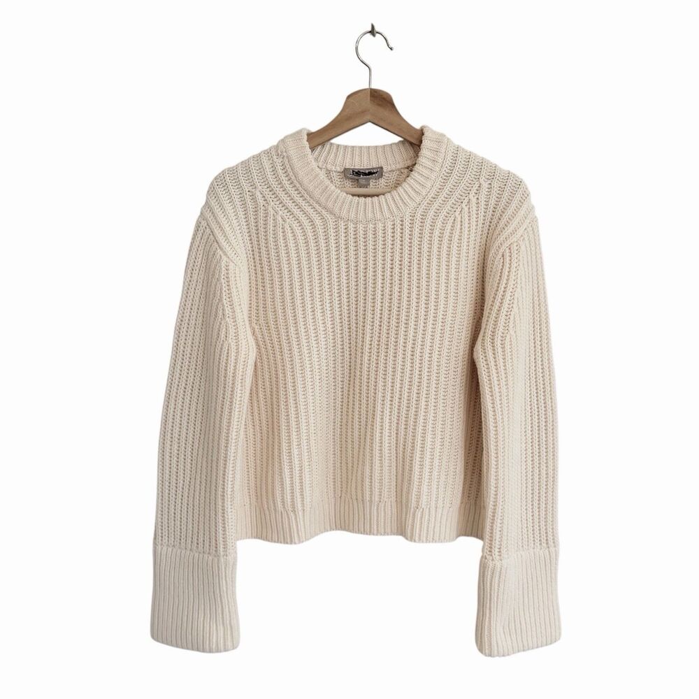 J Crew Womens Heritage Cotton Fisherman Crewneck Sweater Size M Chunky Old Money